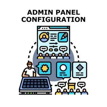 Admin panel configuration user interface settings changing process Illustrazione stock
