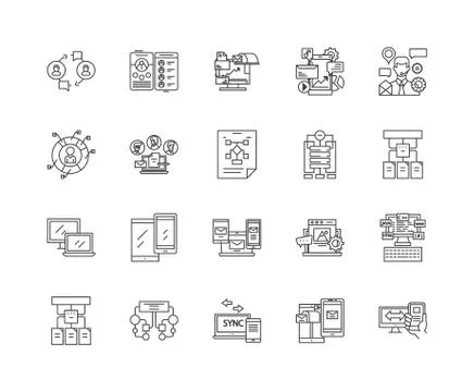 Admin panel line icons, signs, vector set, outline illustration concept Illustrazione stock