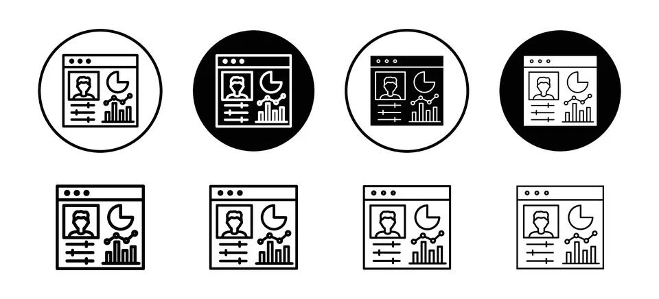 Admin panel vector icon set collection. Admin panel Outline flat Icon. Stock Illustration