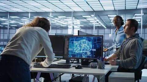 Admin panicking after computer crash affecting server room AI workloads Stock Photos
