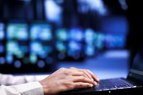 Admin preventing server crash, close up Stockfoto's