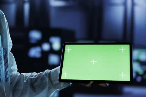 Admin runs code on isolated tablet Stock Photos