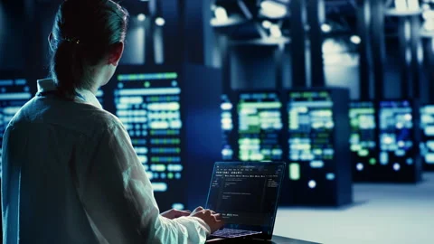 Admin runs code in server hub Stock Footage 251591303