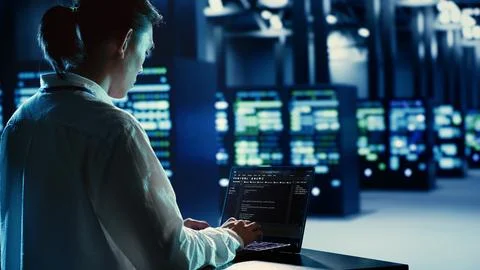 Admin runs code in server hub Foto stock