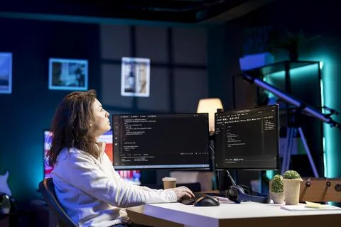 Admin securing company servers from virus attacks using augmented reality 스톡 사진