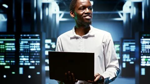 Admin surveys server energy consumption Foto stock