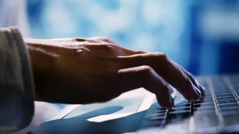 Admin typing on laptop, close up Stock Photos