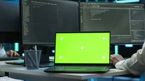 Admin uses mockup notebook in server hub Stock Footage 280719071