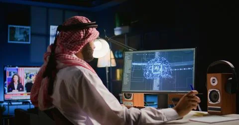 Admin using AI script at home 写真素材