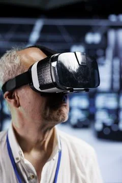 Admin using VR in data center Stock Photos
