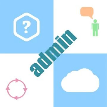 Admin words. Security concept . Can be used for workflow layout, diagram, bus Illustrazione stock