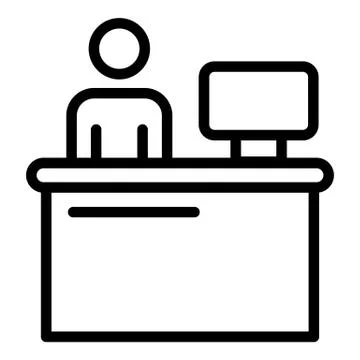 Admin workplace icon, outline style Illustrazione stock