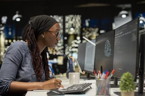 Admin writing code, developing deep learning APIs 스톡 사진