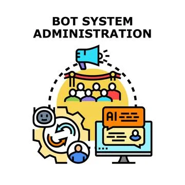 Administering bot system for artificial intelligence management イラスト素材