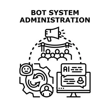Administering bot system for artificial intelligence management 스톡 일러스트