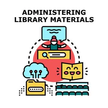 Administering library materials for information access and management Stock Illustration