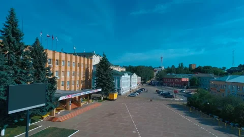 Administration building with a central square in the city of Volokolamsk, Russia Stock Footage 119526667