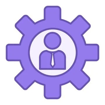 Administration Color Icon. Manager and Gear Vector Icon. Human Resource Man.. Stock Illustration