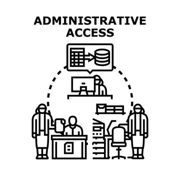 Administrative access concept with people and data management Illustrazione stock