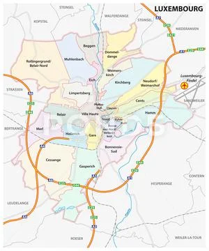 Administrative and street map of Luxembourg city Stock Illustration