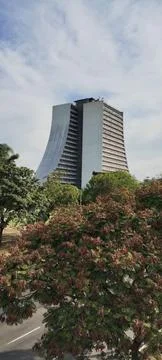 Administrative Center with trees in front Stock Photos