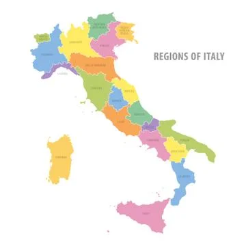 Administrative color vector map of Italy Stock Illustration