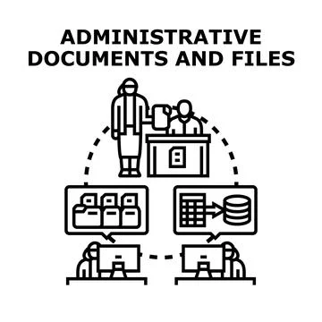 Administrative documents and files managing and archiving process Stockillustratie