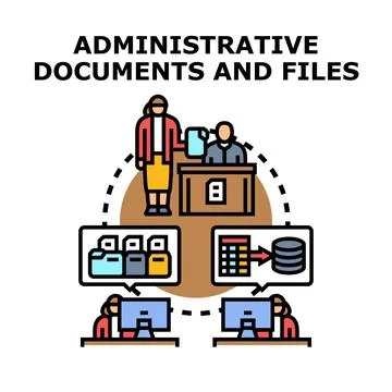 Administrative documents and files managing and archiving process Stockillustratie