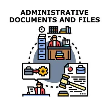 Administrative documents and legal processing concept illustration Stock Illustration