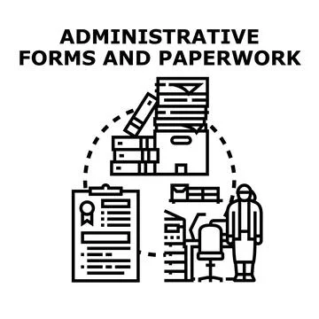 Administrative forms and paperwork concept illustration Stock Illustration