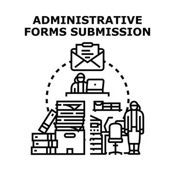Administrative forms submission process concept illustration Stock Illustration