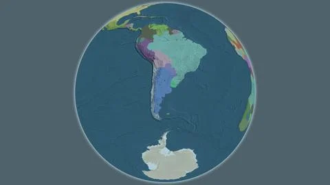 Administrative globe map centered on Argentina 스톡 일러스트