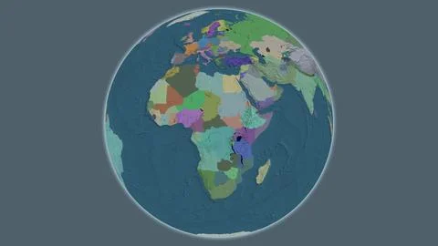 Administrative globe map centered on Central African Republic 스톡 일러스트