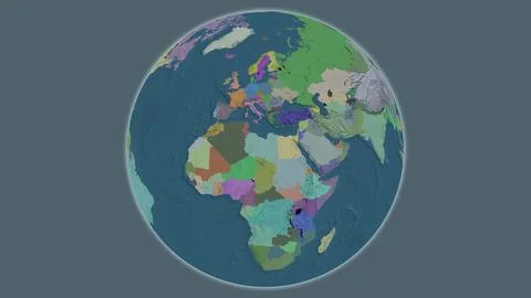 Administrative globe map centered on Libya Stock Illustration