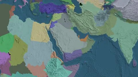 Administrative globe map centered on Saudi Arabia Stock Illustration