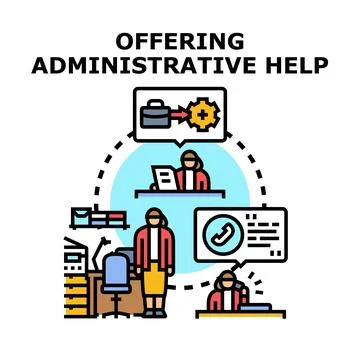 Administrative help assistant managing office support tasks Stock Illustration