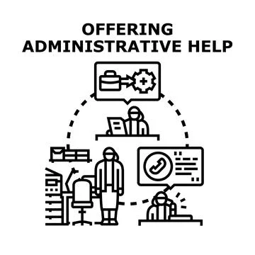 Administrative help assistant managing office support tasks Stock Illustration