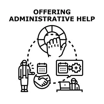 Administrative help offering assistance, support, and office management Stock Illustration