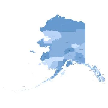 Administrative Map of Alaska, AK Stock Illustration