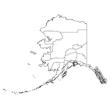 Administrative Map of Alaska, AK Stock Illustration