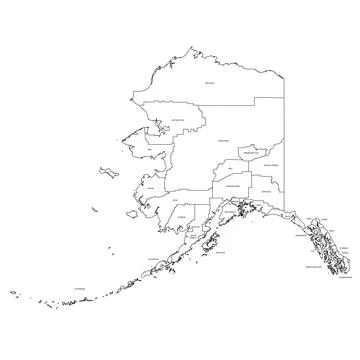 Administrative Map of Alaska, AK Stock Illustration