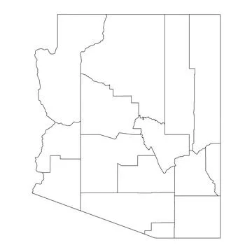 Administrative Map of Arizona, AZ Stock Illustration