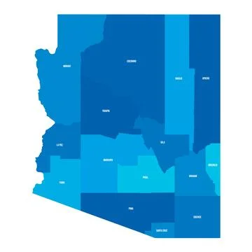 Administrative Map of Arizona, AZ Stock Illustration