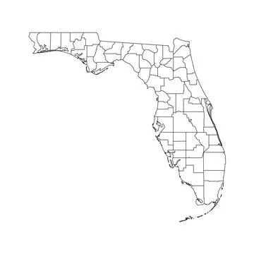 Administrative Map of Florida, FL Stock Illustration