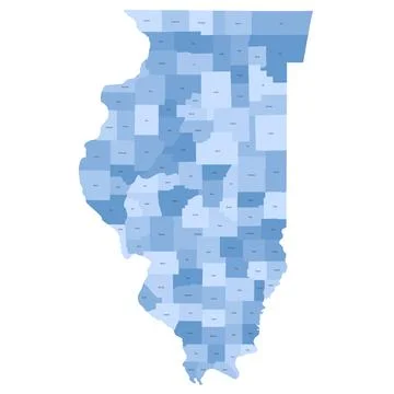 Administrative Map of Illinois, IL Stock Illustration
