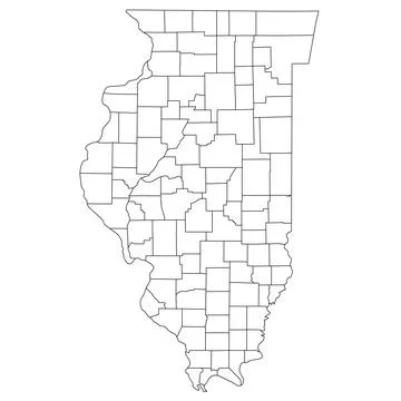 Administrative Map of Illinois, IL Stock Illustration