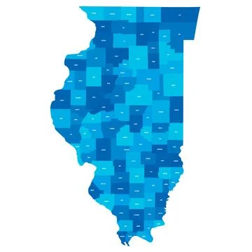 Administrative Map of Illinois, IL Stock Illustration