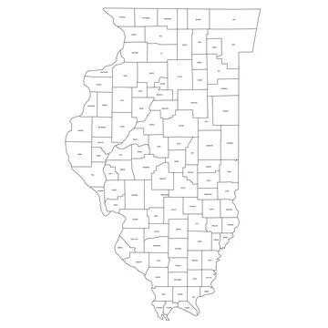 Administrative Map of Illinois, IL Stock Illustration