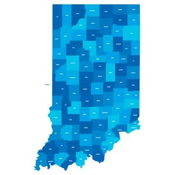 Administrative Map of Indiana, IN Stock Illustration