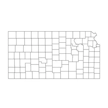 Administrative Map of Kansas, KS Ilustração Stock